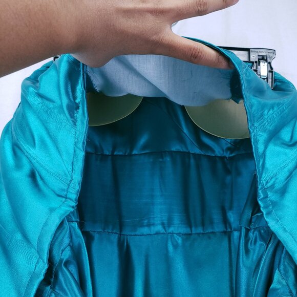 Aidan Mattox 100% Silk Strapless Formal Prom Gown Turquoise Maxi Dress Size 10 - Picture 16 of 16